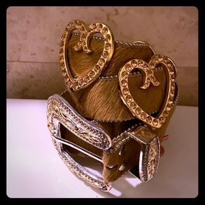 B.B. Simon Heart Swarovski Crystals Belt sz XL